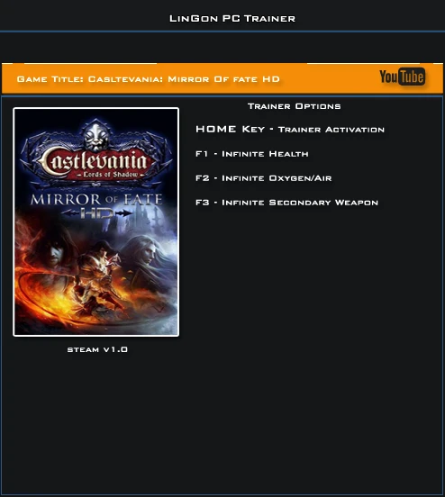 Castlevania: Lords of Shadow ~ Mirror of Fate: Трейнер/Trainer (+3) [1.0] {LinGon}