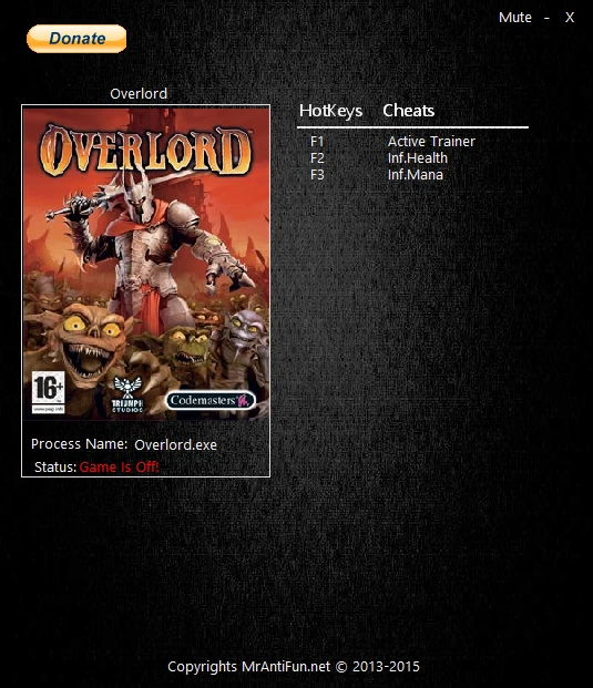 Overlord: Трейнер/Trainer (+2) [1.3] {MrAntiFun}