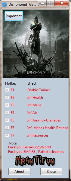 Dishonored ~ Game of the Year Edition: Трейнер/Trainer (+4) [1.0] {MrAntiFun}
