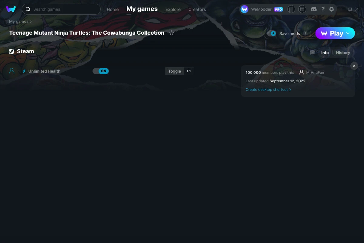 Teenage Mutant Ninja Turtles: The Cowabunga Collection "Трейнер +1" [UPD: 12.09.2022] {MrAntiFun / WeMod}