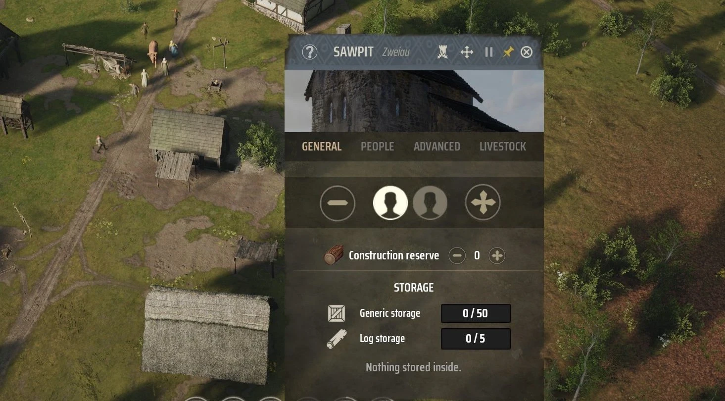 Manor Lords "Увеличенный склад на пилораме"