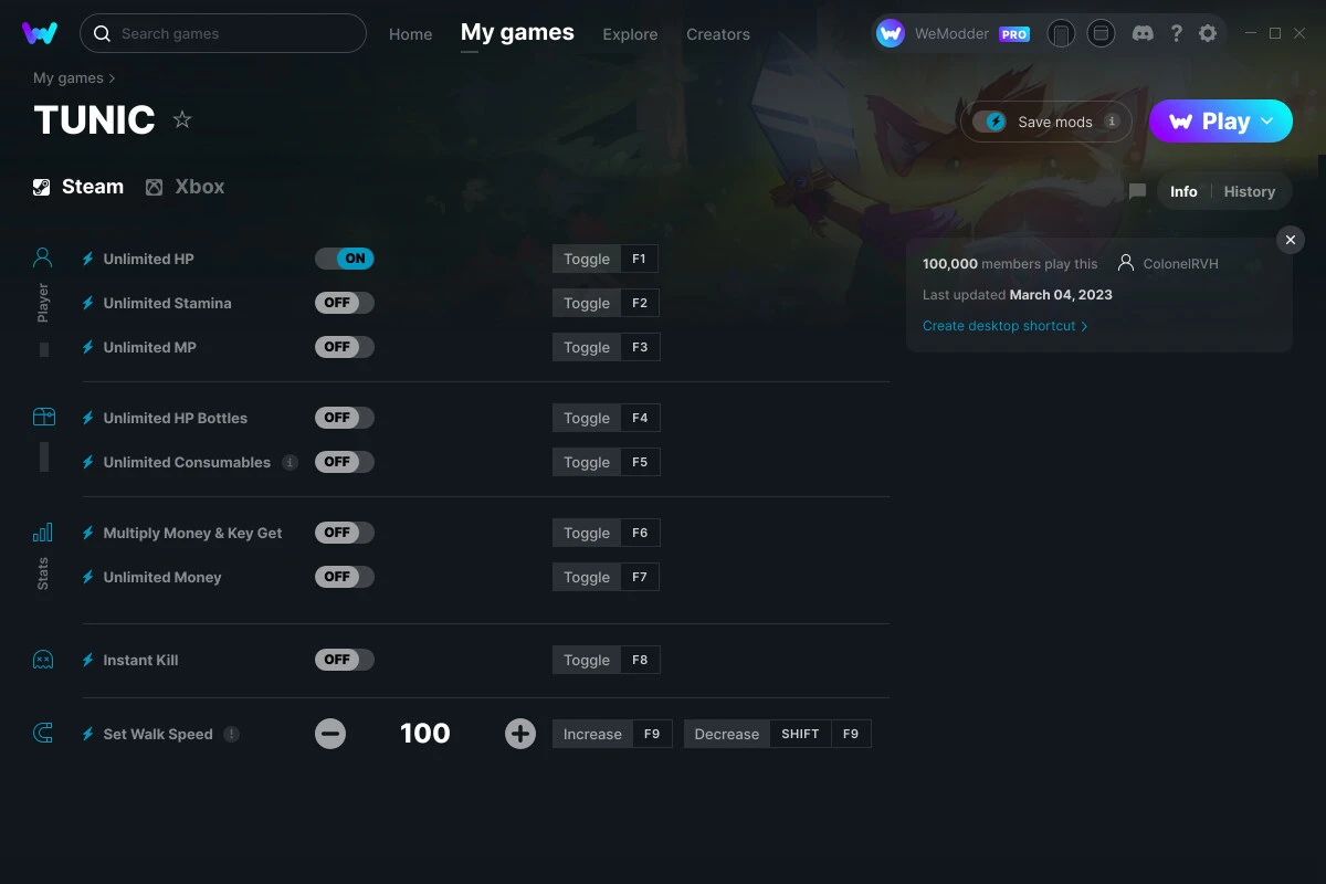 Tunic "Трейнер +9" [UPD: 04.03.2023] {ColonelRVH / WeMod}