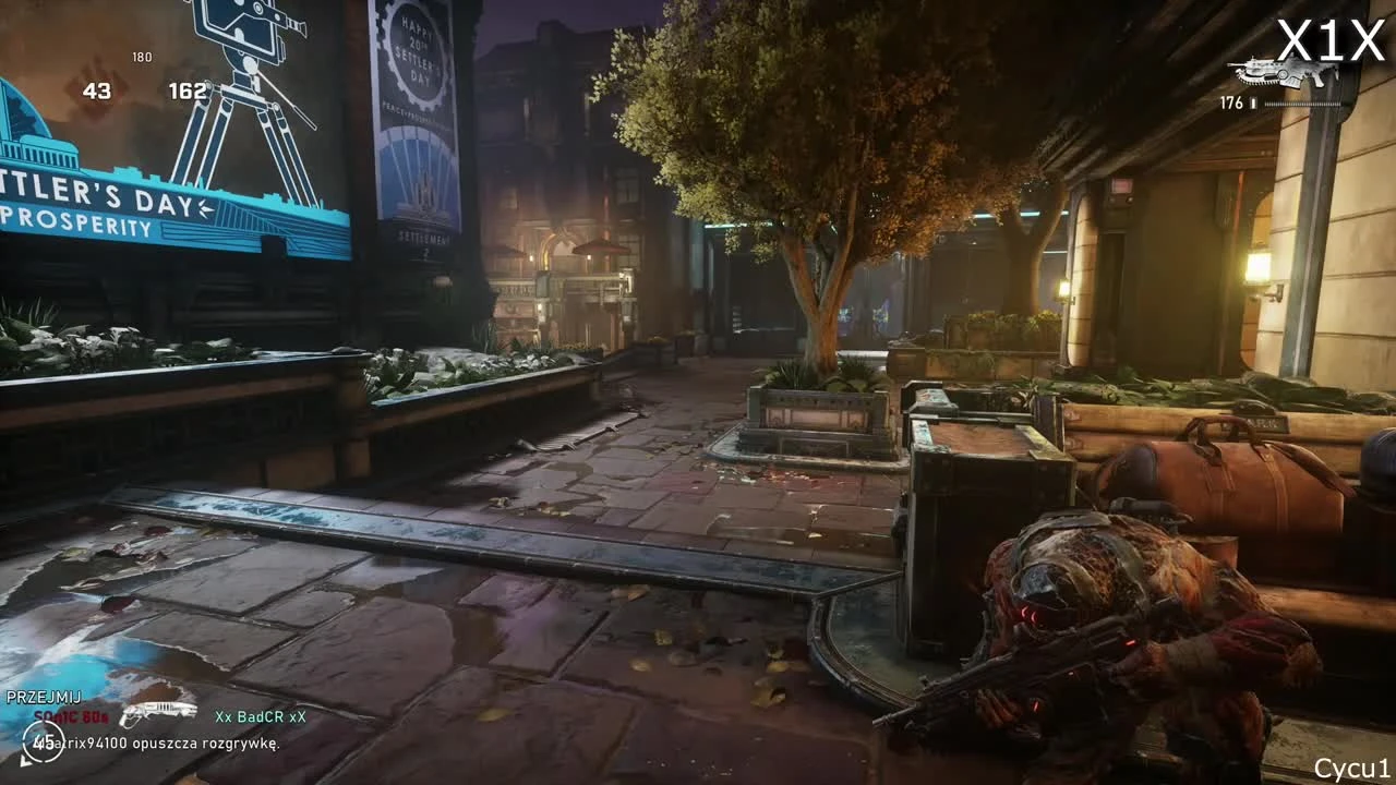 Графическое сравнение теста Gears 5 между Xbox One S и Xbox One X