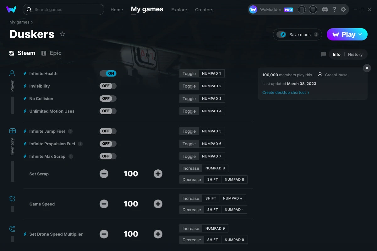 Duskers "Трейнер +10" [UPD: 08.03.2023] {GreenHouse / WeMod}