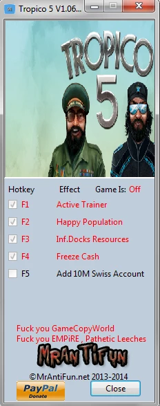 Tropico 5: Трейнер/Trainer (+4) [1.06] {MrAntiFun}