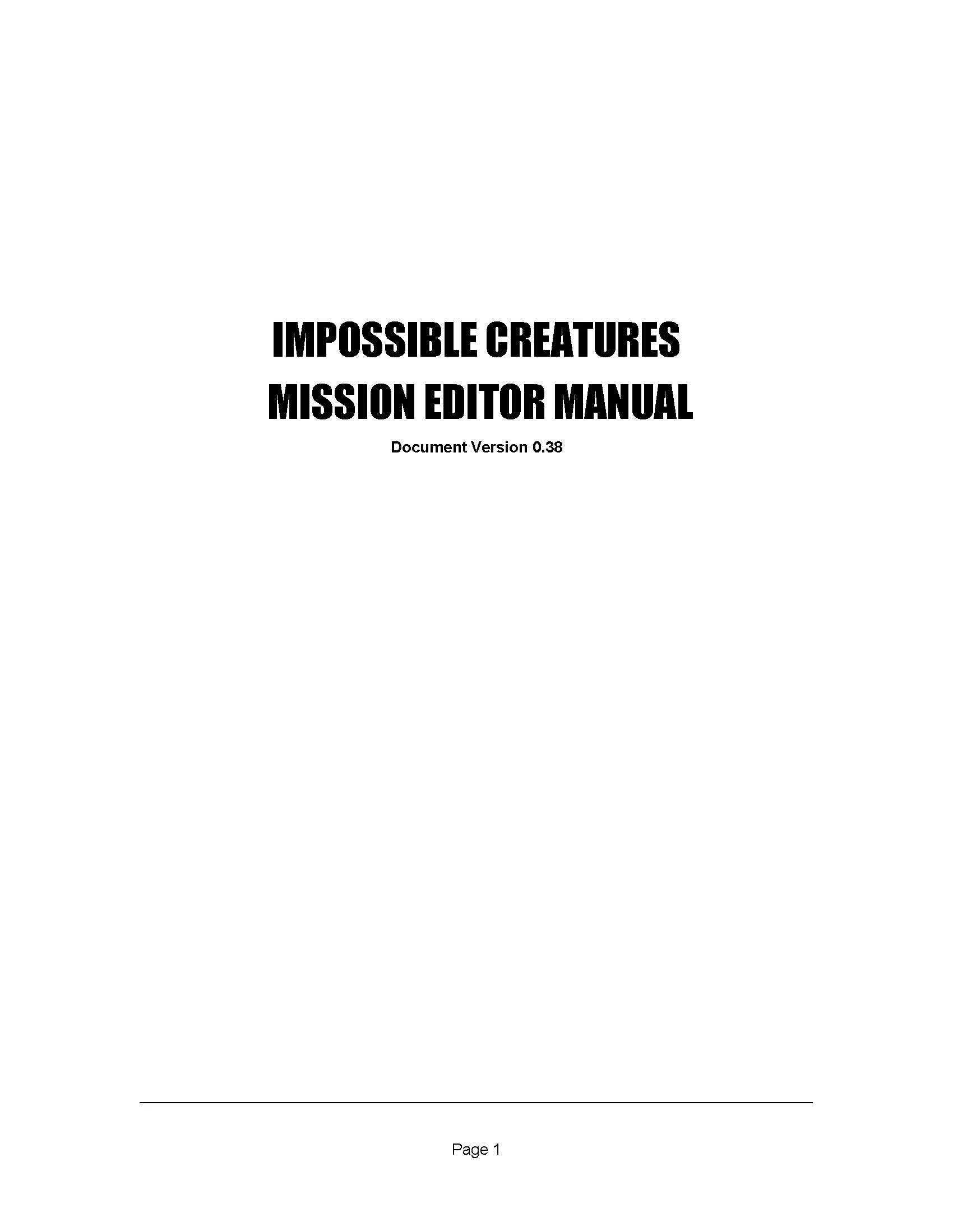 Impossible Creatures "Mission Editor Manual (Руководство по редактору миссий)"
