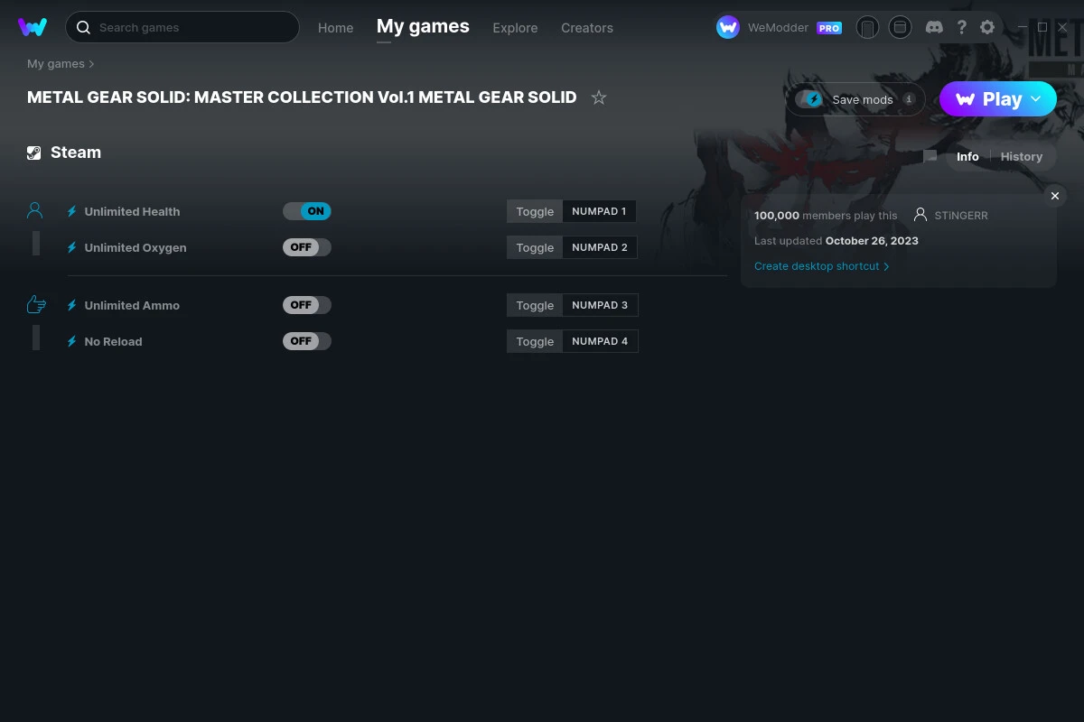 Metal Gear Solid: Master Collection Vol. 1 Metal Gear Solid "Трейнер +11" [UPD: 26.10.2023] {STiNGERR / WeMod}