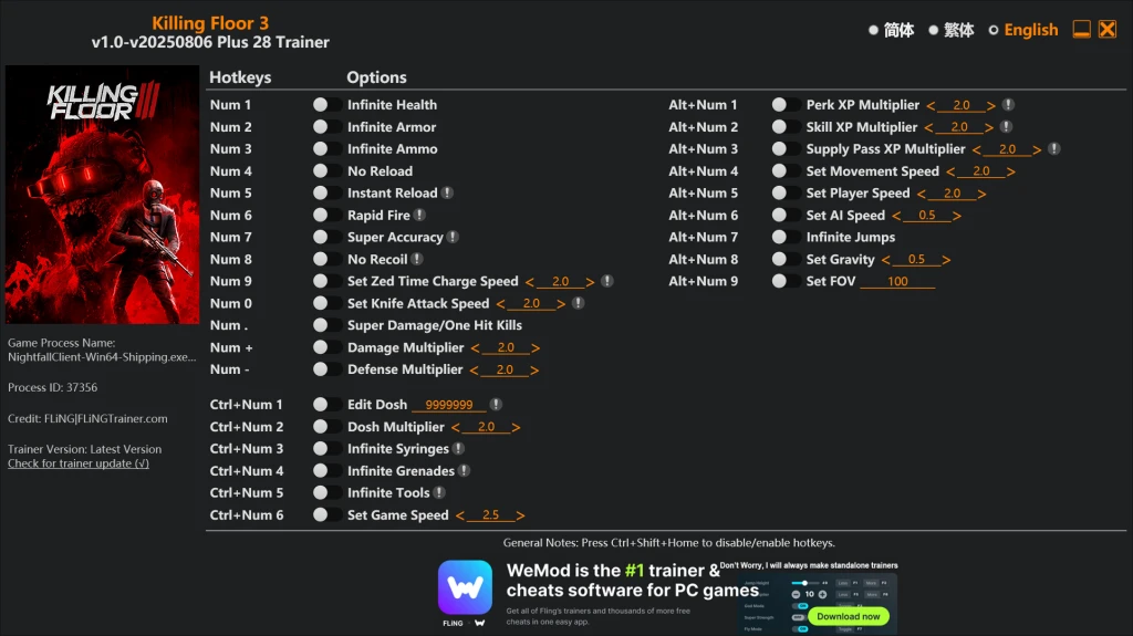 Killing Floor 3 "Трейнер +28" [1.0 - UPD: 06.08.2025] {FLiNG}