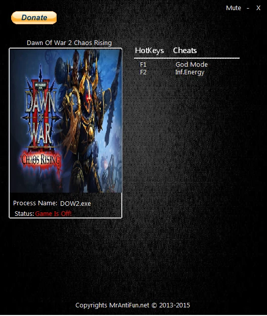 Warhammer 40k: Dawn Of War 2 - Chaos Rising: Трейнер/Trainer (+2) [2.6.0.10243] {MrAntiFun}