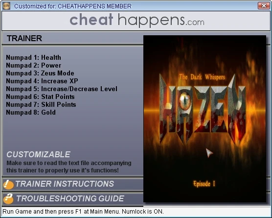 Hazen - The Dark Whispers: Трейнер (+8) [1.0] {CheatHappens}
