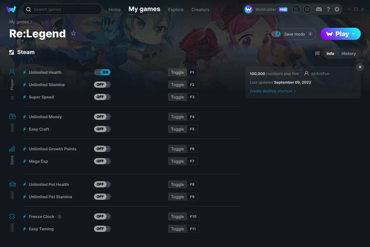 Re:Legend "Трейнер +11" [UPD: 09.09.2022] {MrAntiFun / WeMod}