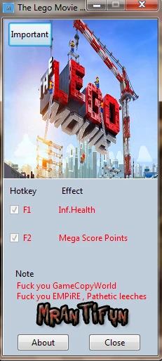 The LEGO Movie Videogame: Трейнер/Trainer (+2) [1.0] {MrAntiFun}