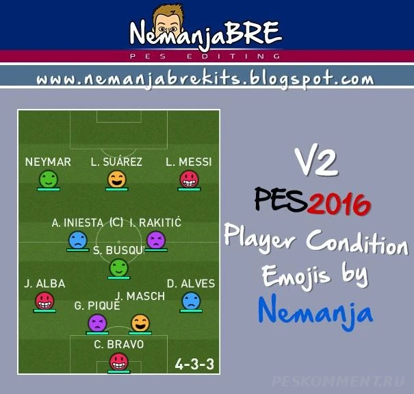 Pro Evolution Soccer 2016 "Кондиции футболистов в виде смайлов v2.0"