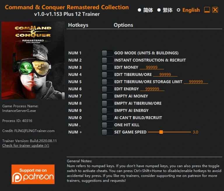 Command & Conquer Remastered Collection: Трейнер/Trainer (+12) [1.0 - 1.153] {FLiNG}