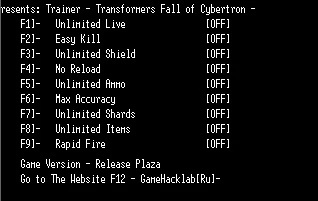 Transformers Fall of Cybertron: Трейнер/Trainer (+9) [Plaza] {LIRW / GHL} - Updated: 23.09.2017