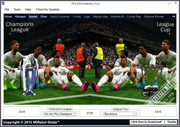 Pro Evolution Soccer 2016 "Selector Tool v2.5 by Ginda01"