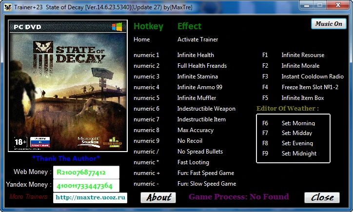 State of Decay: Трейнер/Trainer (+23) [14.6.23.5340 - Update 27] {MaxTre}