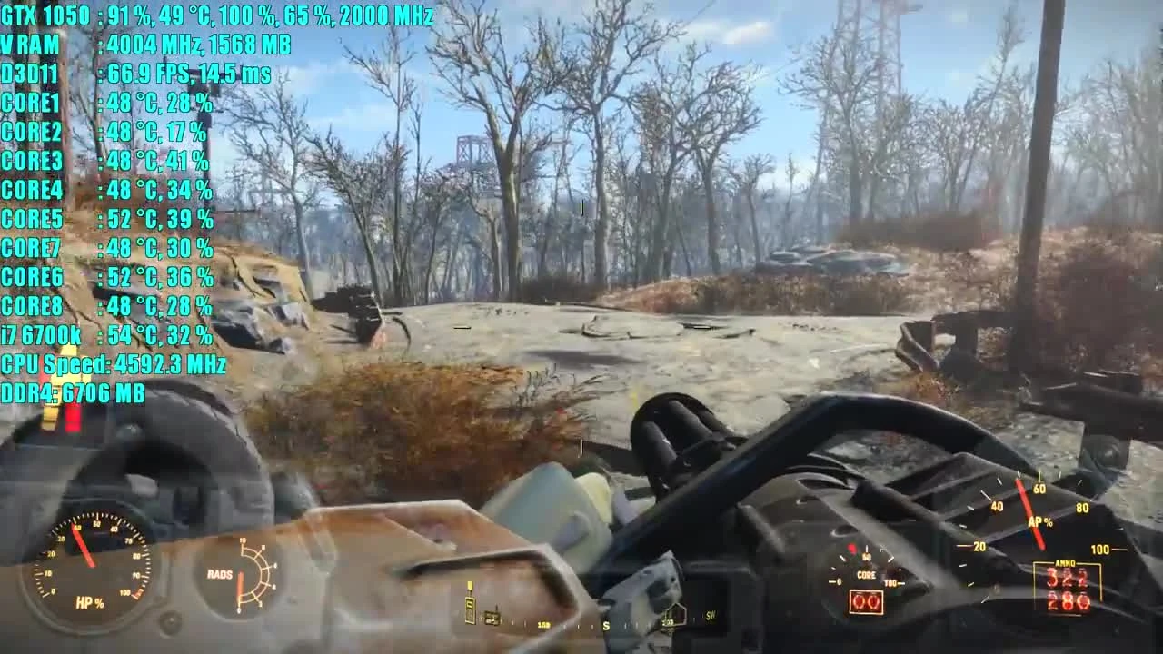 Fallout 4 GTX 1050 2GB OC | 1080p | Фреймрейт тест