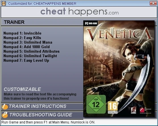 Venetica: Трейнер (+7) [1.02] {CheatHappens}