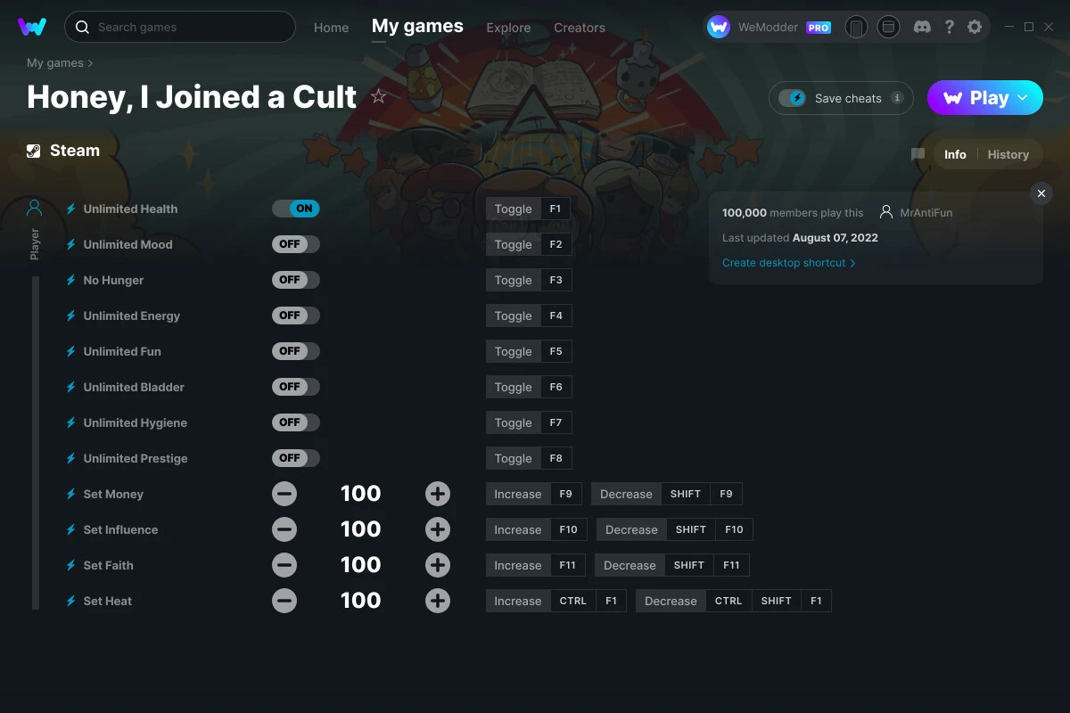 Honey, I Joined a Cult "Трейнер +12" [UPD: 08.08.2022] {MrAntiFun / WeMod}