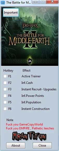The Lord of the Rings: The Battle for Middle-earth 2: Трейнер/Trainer (+5) [All Versions] {MrAntiFun}