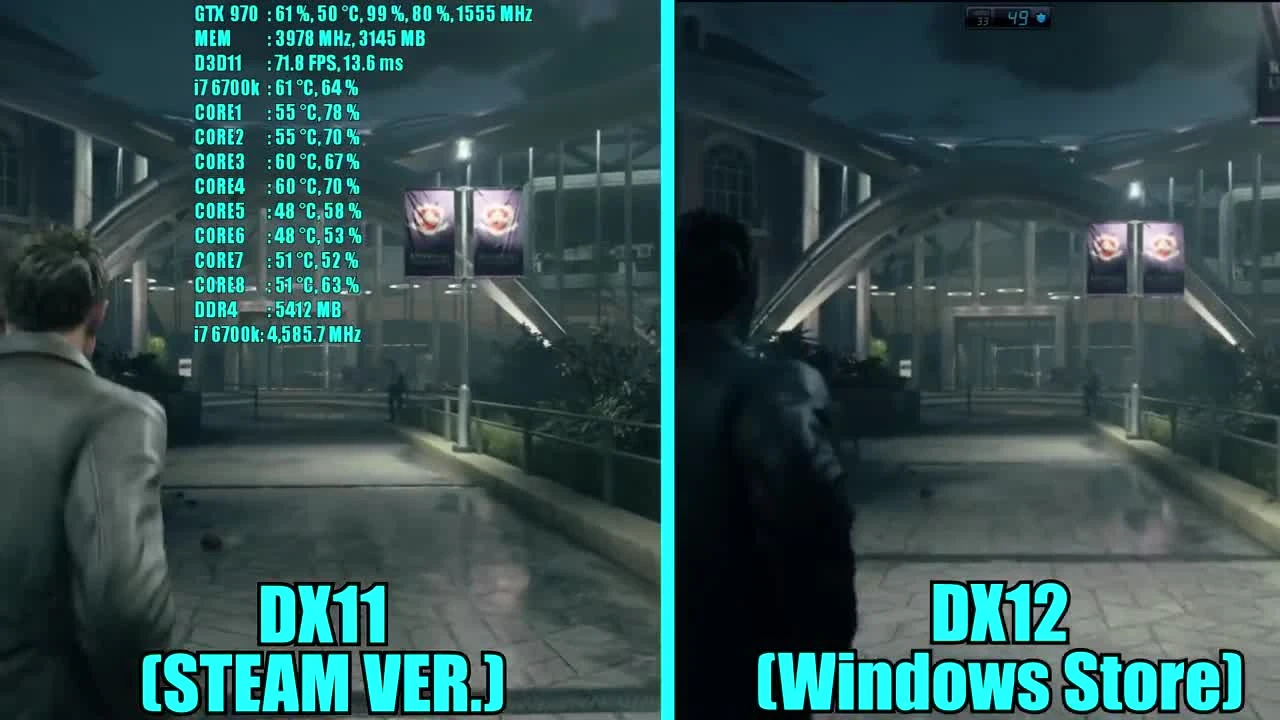 Quantum Break GTX 970 OC DX11 (Steam Ver.) Vs DX12 (Windows Store) | Фреймрейт Сравнительное испытание
