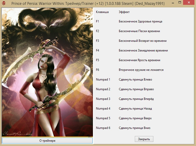 Prince of Persia: Warrior Within: Трейнер/Trainer (+12) [1.0.0.188 Steam] {Ded_Mazay1991}