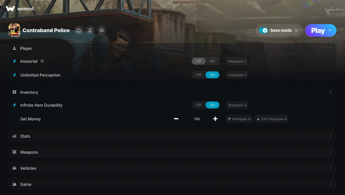 Contraband Police "Трейнер +36 от WeMod: Здоровье, опыт, деньги, патроны и пр"