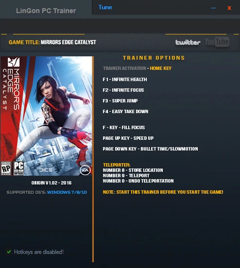 Mirror's Edge Catalyst: Трейнер/Trainer (+9) [1.02] {LinGon}