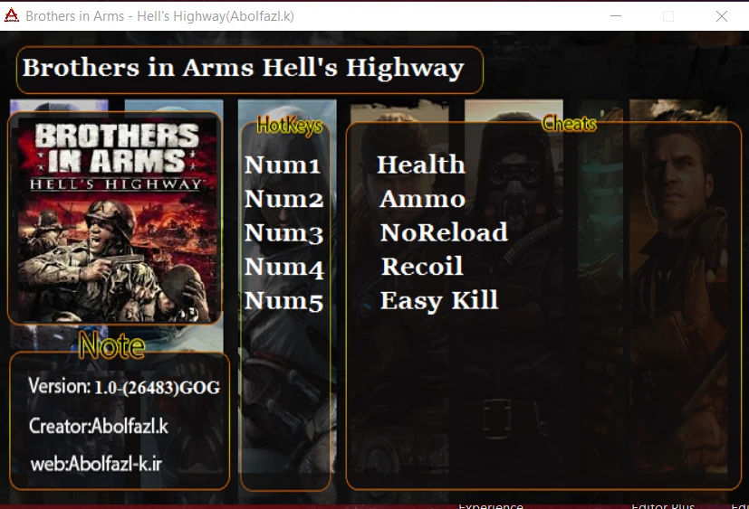 Brothers in Arms: Hell's Highway: Трейнер/Trainer (+5) [v1.0] {Abolfazl.k}