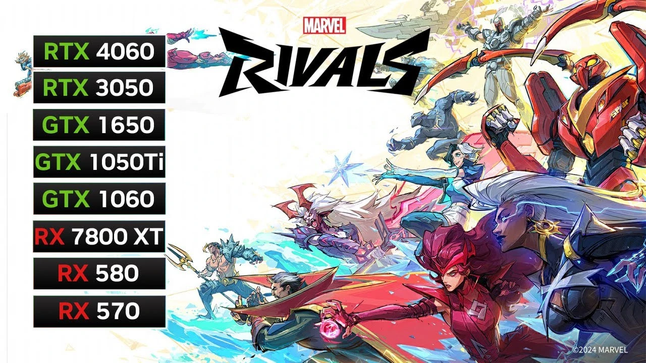 Сравнение производительности в Marvel Rivals после патча первого сезона на разных видеокартах