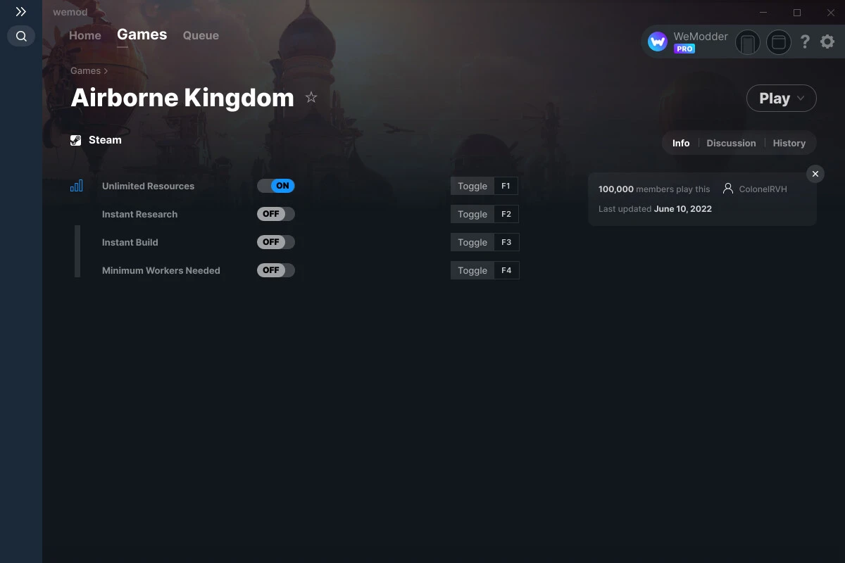 Airborne Kingdom "Трейнер +4" [UPD: 10.06.2022] {ColonelRVH / WeMod}