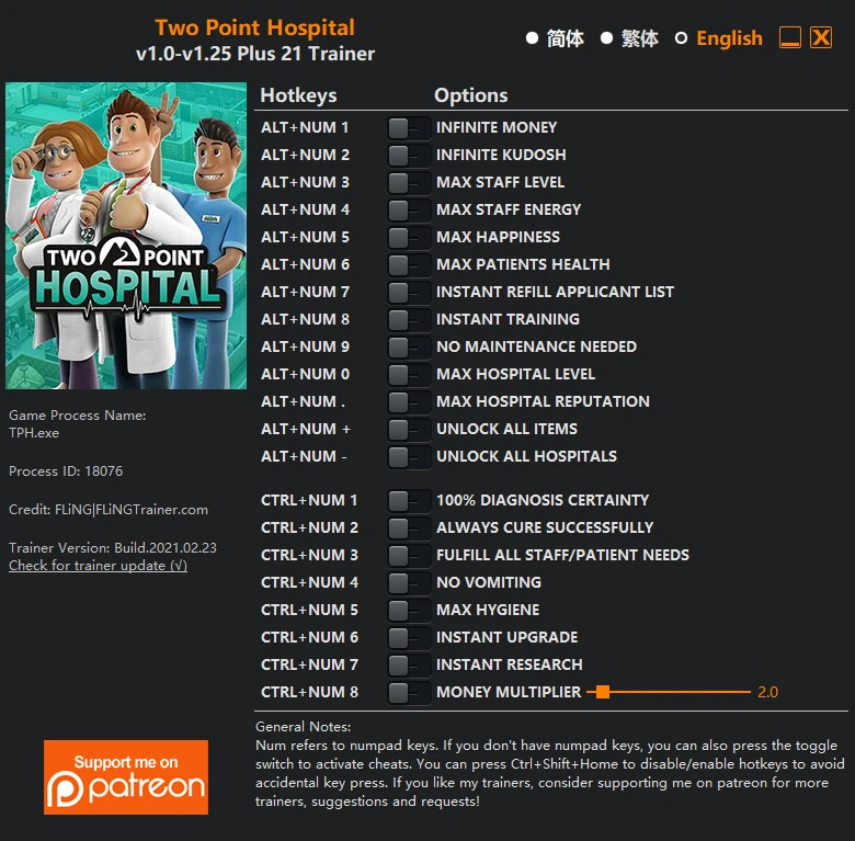 Two Point Hospital: Трейнер/Trainer (+21) [1.0 - 1.25] {FLiNG}
