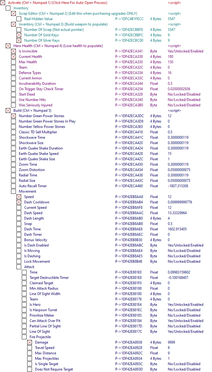 Dwerve "Таблица для Cheat Engine" [1.0] {ndck76}