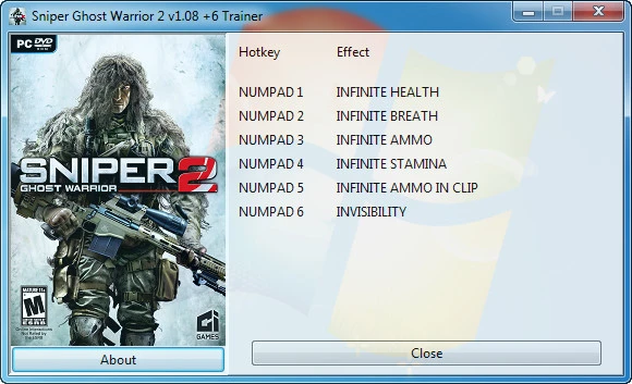 Sniper: Ghost Warrior 2 ~ Collector's Edition: Трейнер/Trainer (+6) [1.08] {GRIZZLY / PlayGround.ru}