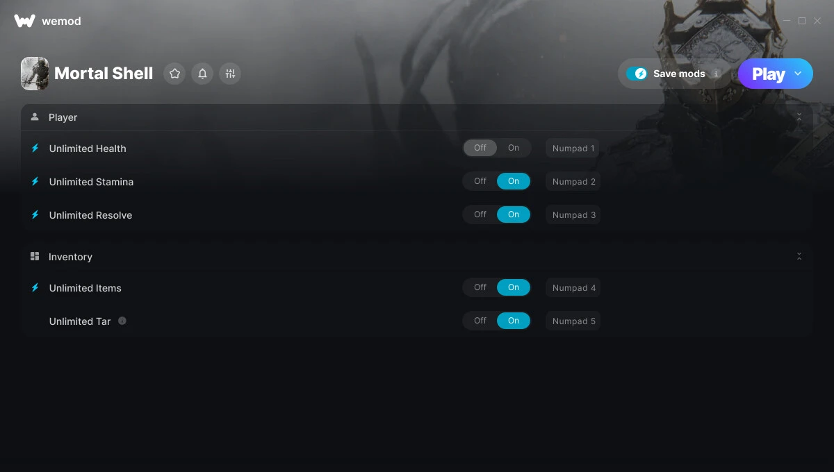 Mortal Shell "Трейнер +5 от WeMod: Редактор игрока и инвентаря"