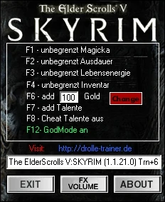The Elder Scrolls 5 - Skyrim: Трейнер/Trainer (+6) [1.1.21.0/Update 1] {dr.olle}