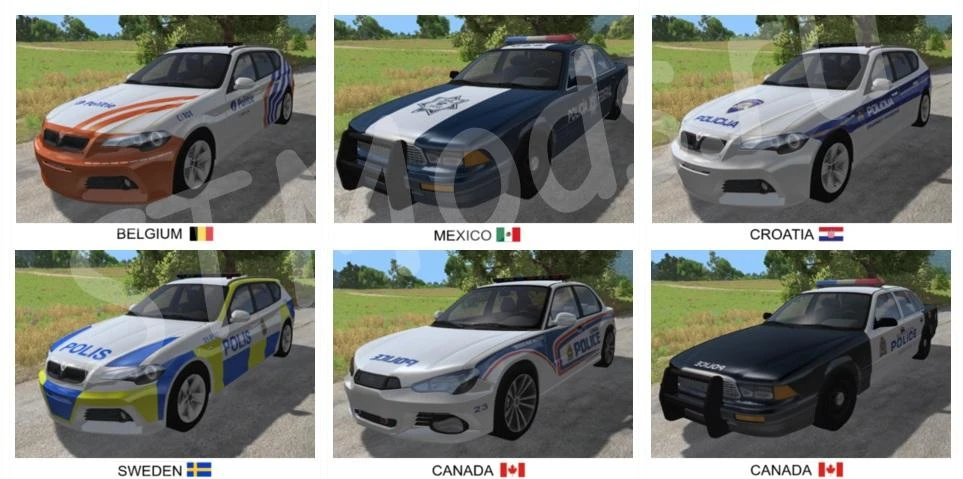BeamNG.drive "Глобальный пак полицейских скинов"