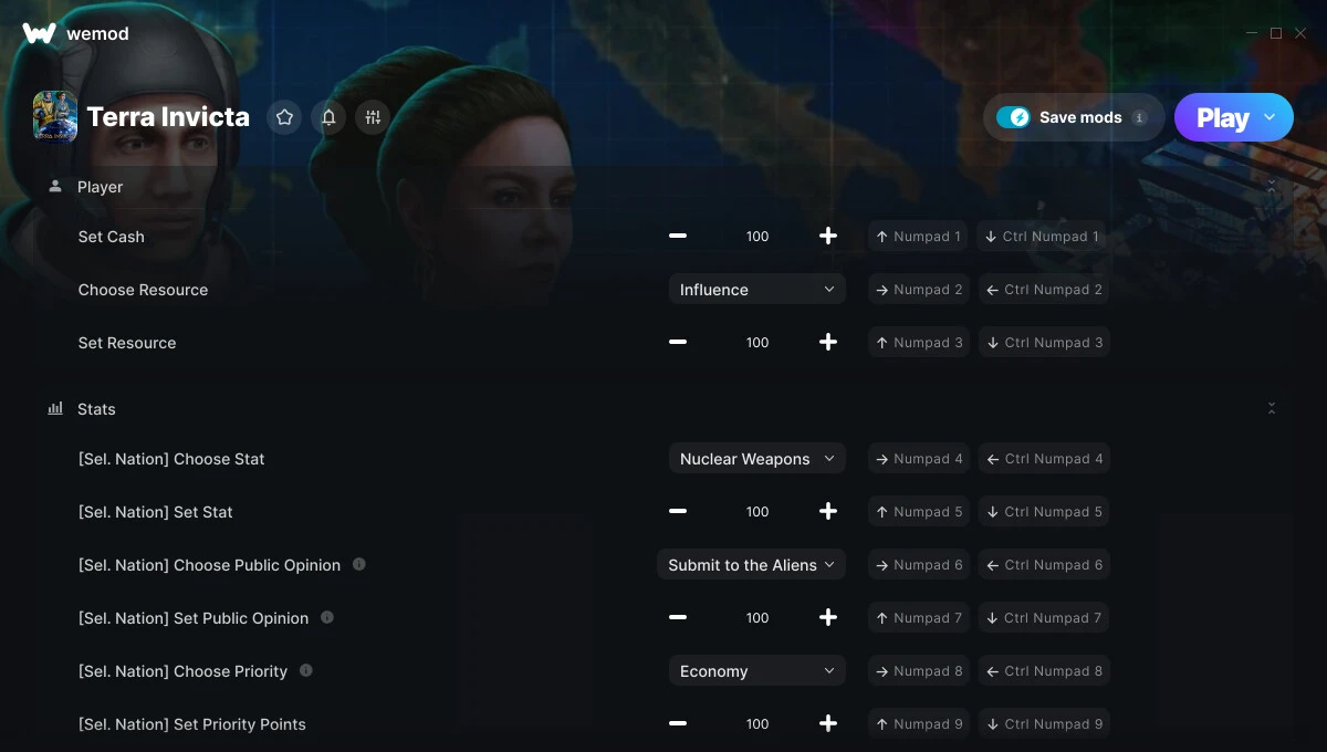 Terra Invicta "Трейнер +26 от WeMod: Редактор ресурсов и характеристик"