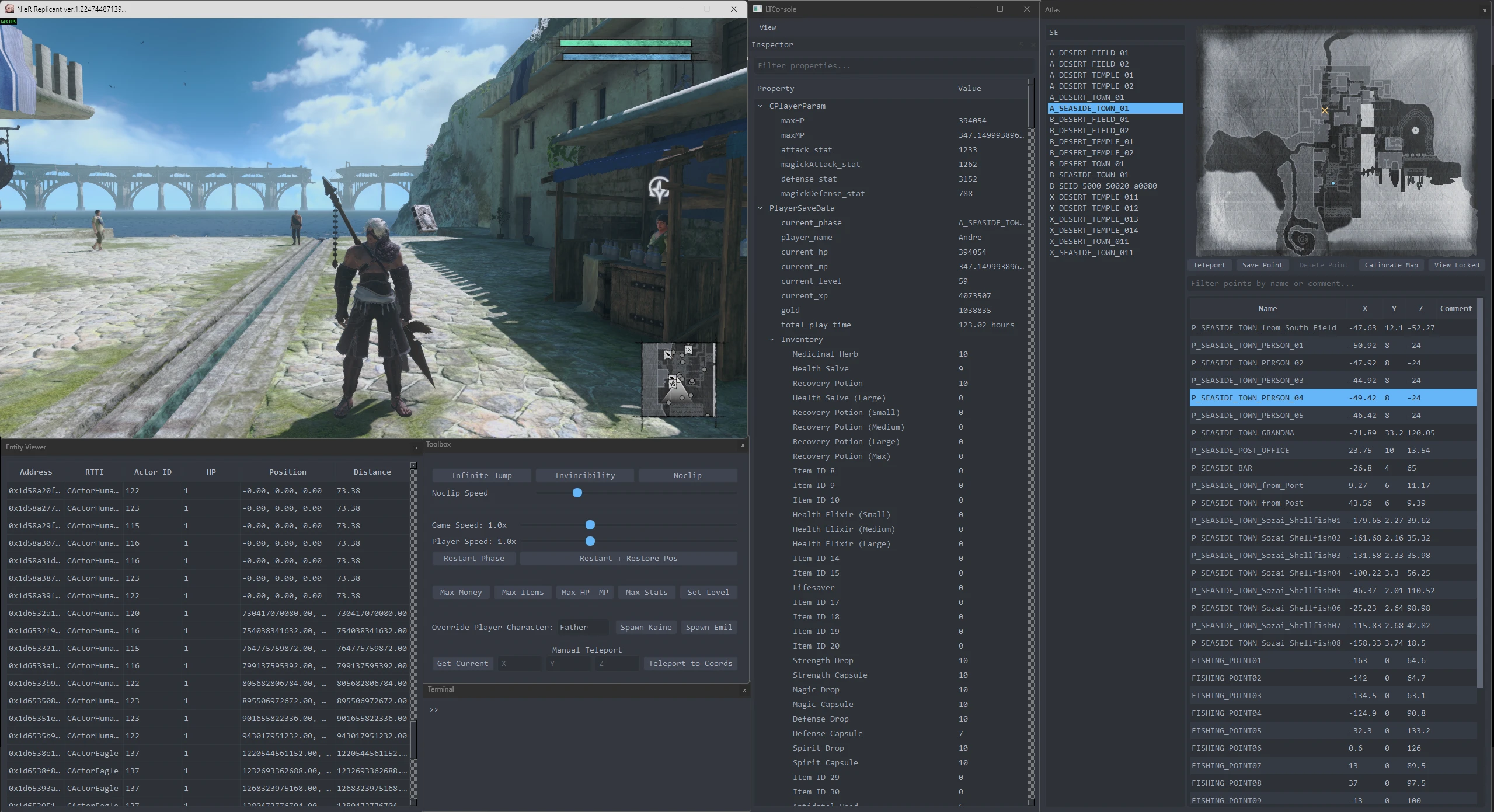 NieR: Replicant "Чит-Мод - Читерское меню: Редактор игрока и инвентаря" [1.0.2] {ifaifa}