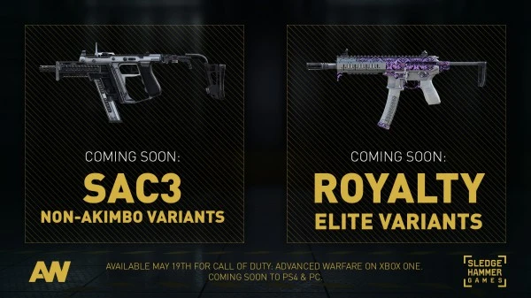 Подтверждены камуфляжи для оружия в Advanced Warfare в вариантах "SAC3 Non-akimbo" и "Royalty Elite"