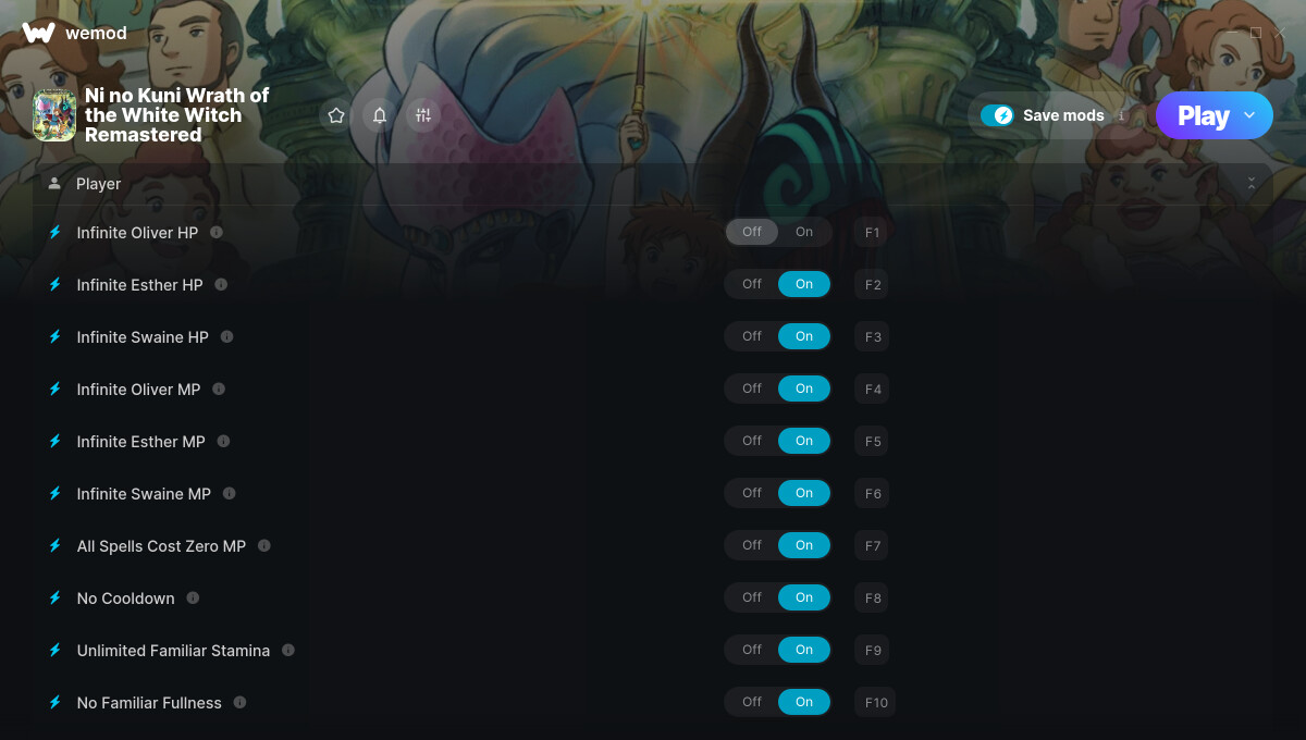 Ni no Kuni Wrath of the White Witch Remastered "Трейнер +37 от WeMod: Редактировать характеристики персонажа"