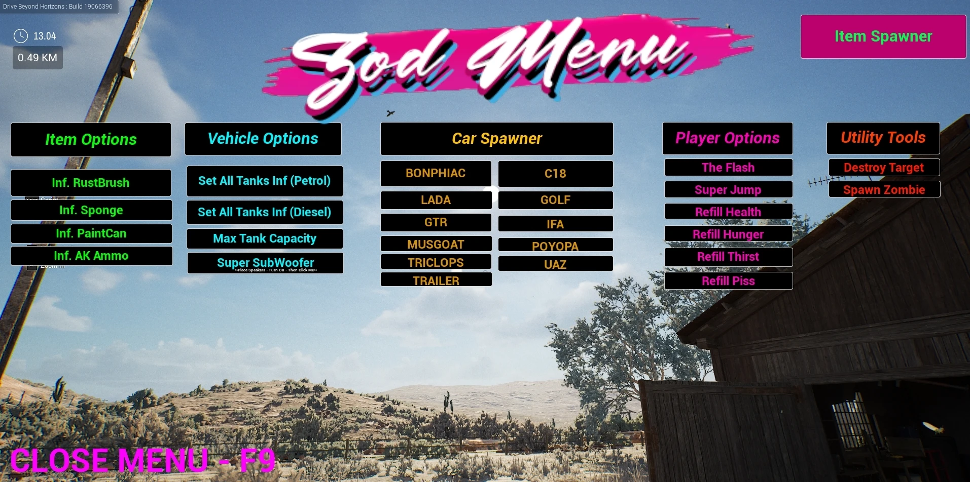 Drive Beyond: Horizons "Чит-Меню" [UPD: 17.08.2025] {Zodiac-Eldarz987}