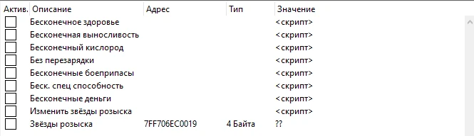 Grand Theft Auto 5 (GTA V): Таблица для Cheat Engine [UPD: 20.05.2020] {STN} - RUS