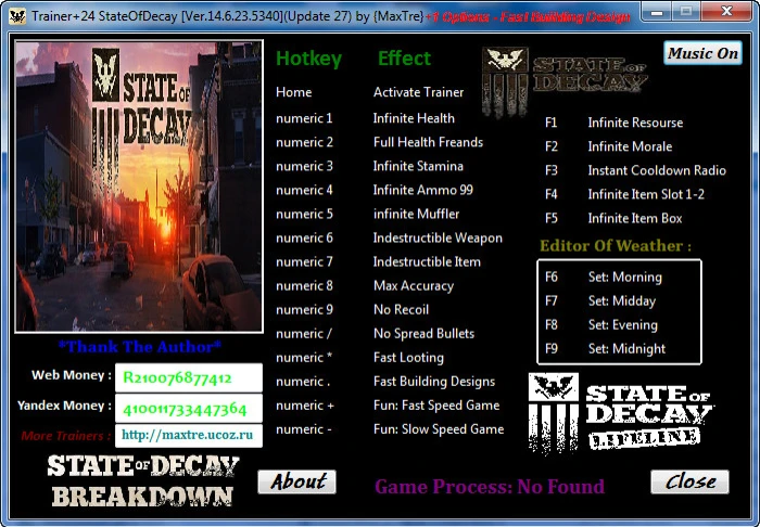 State of Decay: Трейнер/Trainer (+24) [14.6.23.5340] (Update 27) {MaxTre}