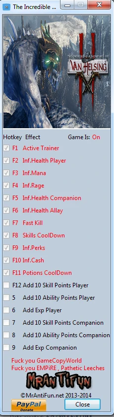 The Incredible Adventures of Van Helsing 2: Трейнер/Trainer (+16) [1.0.02: 32 Bit] {MrAntiFun}