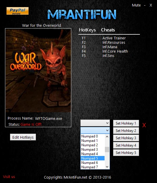 War for the Overworld: Трейнер/Trainer (+4) [1.3.2f3: Fixed Version] {MrAntiFun}