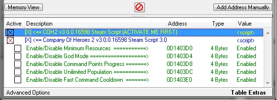 Company of Heroes 2: Таблица для CheatEngine [4.0.0.21643]