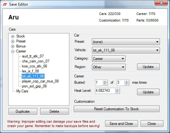 NFS Undercover "Save Editor"