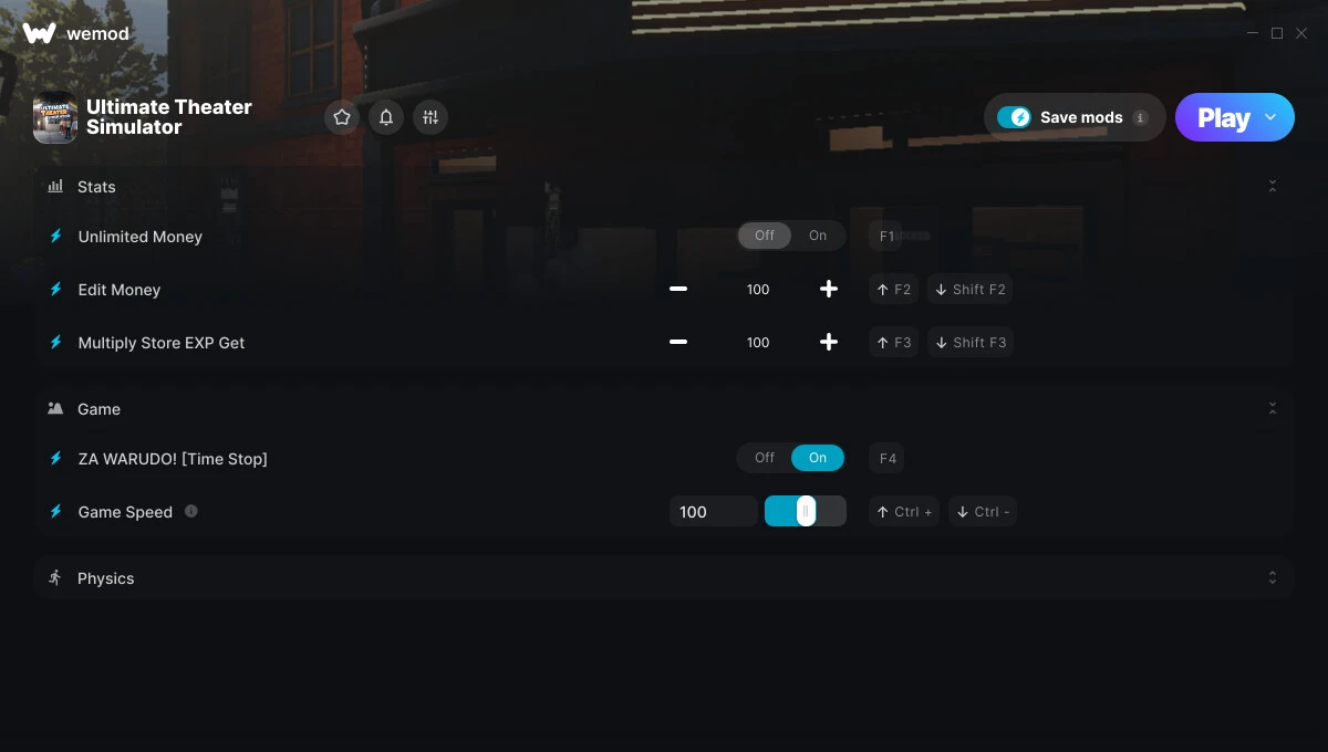 Ultimate Theater Simulator "Трейнер +6 от WeMod: Деньги, опыт, скорость и пр"